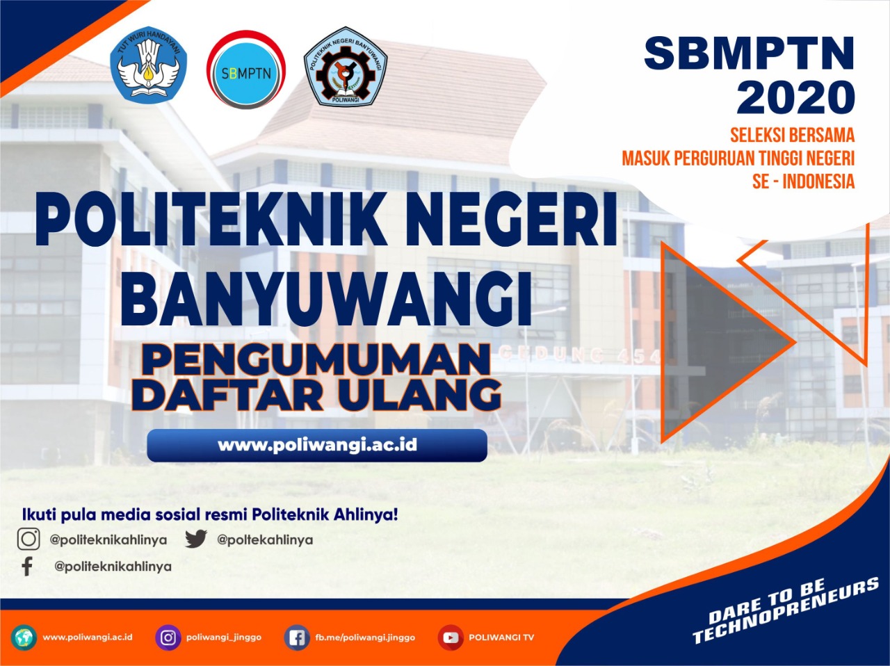 Pengumuman lolos seleksi jalur SBMPTN POLIWANGI 2020