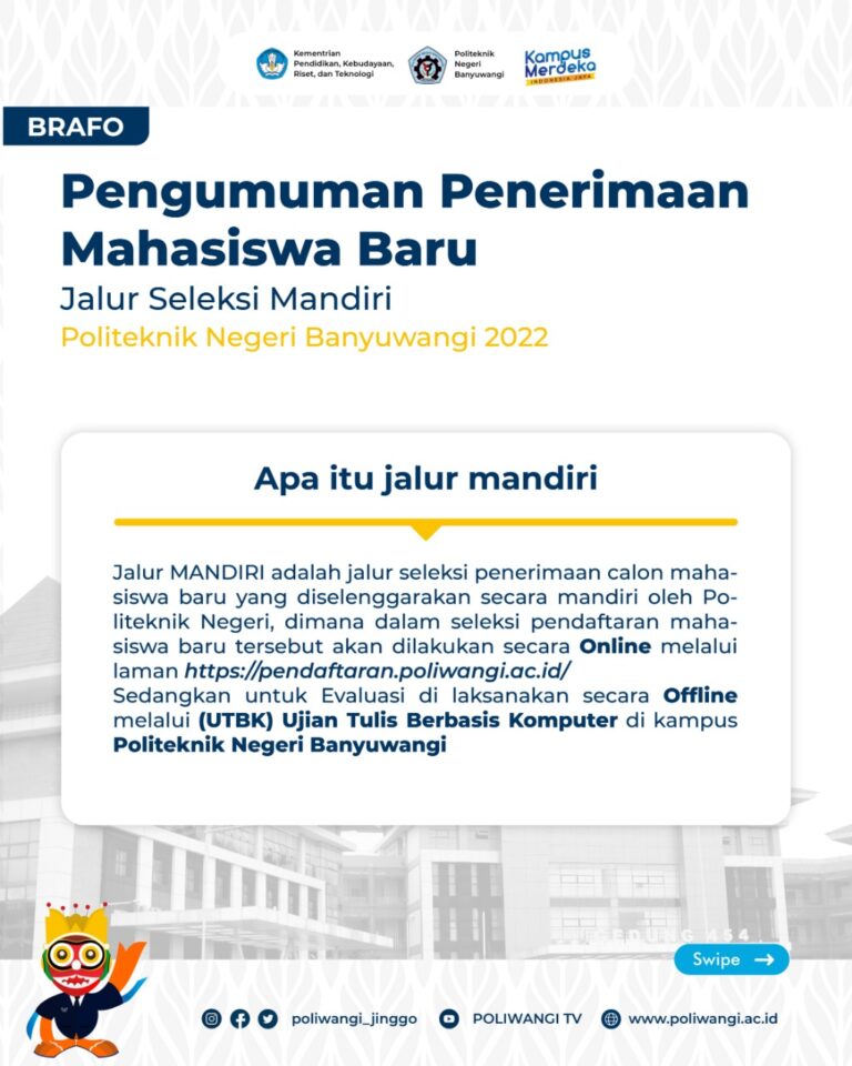 Pembukaan Jalur MANDIRI Politeknik Negeri Banyuwangi Tahun 2022