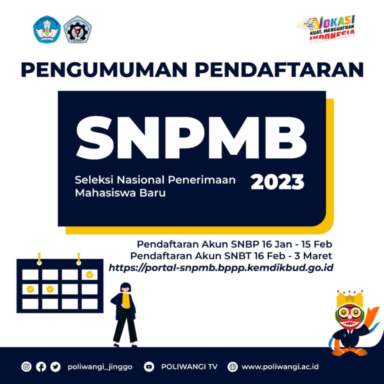 PENERIMAAN MAHASISWA BARU TAHUN 2023 POLITEKNIK NEGERI BANYUWANGI TELAH DIBUKA KEMBALI!!