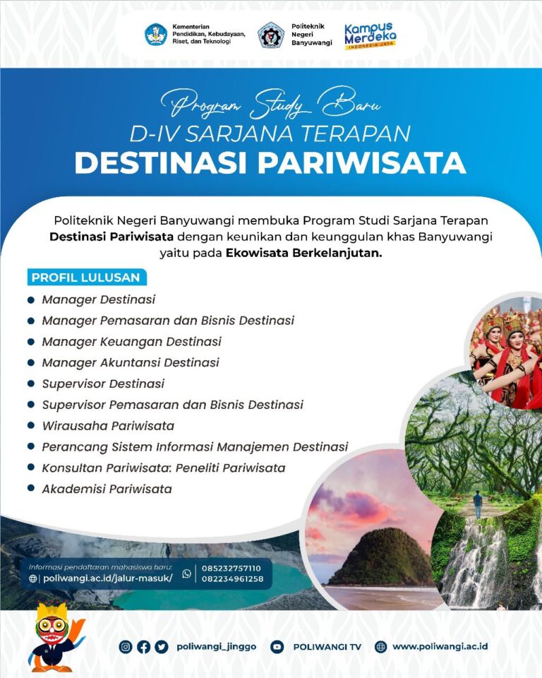 TELAH DIBUKA!! PROGRAM STUDI DESTINASI PARAWISATA DI POLIWANGI!!