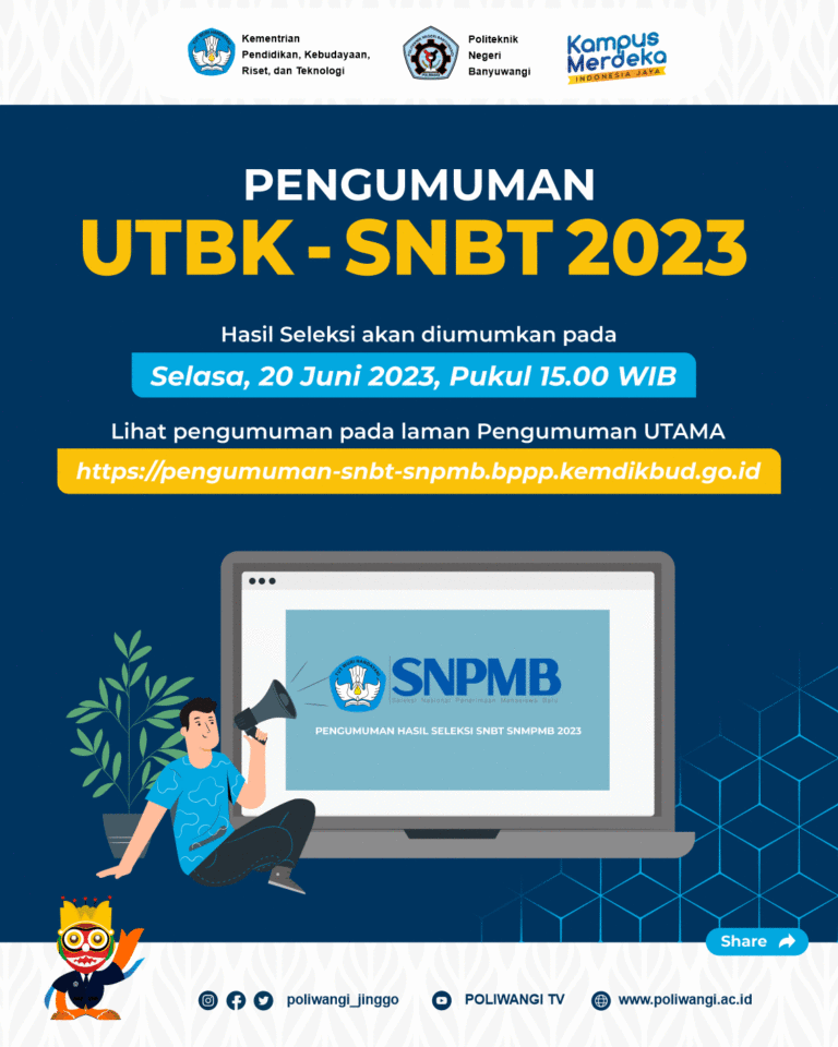 PENGUMUMAN LULUS SELEKSI SNBT 2023 POLITEKNIK NEGERI BANYUWANGI