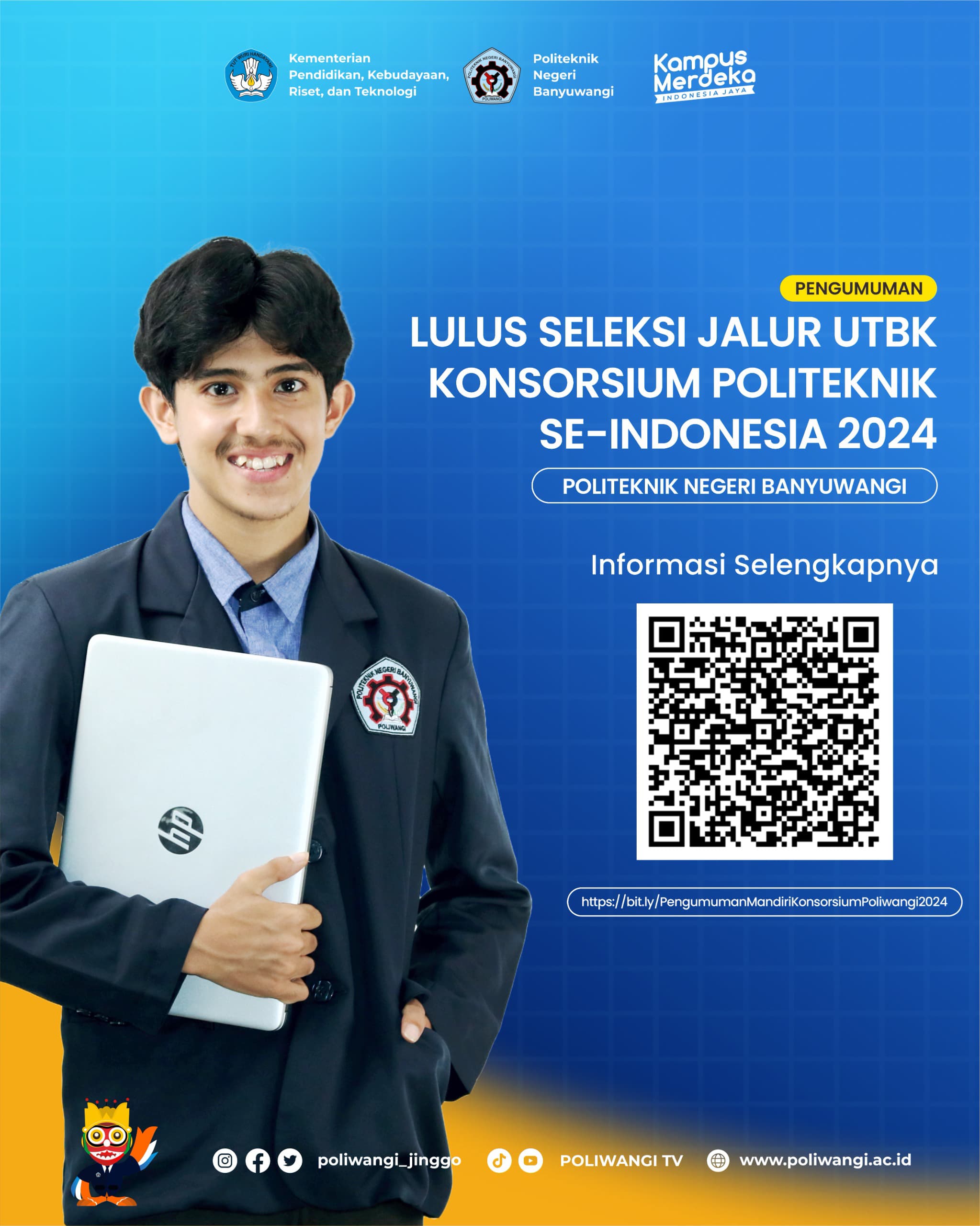 PENGUMUMAN SELEKSI JALUR UTBK MANDIRI KONSORSIUM POLITEKNIK  SE-INDONESIA TAHUN 2024 POLITEKNIK NEGERI BANYUWANGI